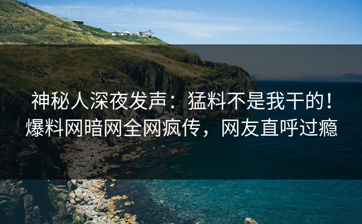 神秘人深夜发声：猛料不是我干的！爆料网暗网全网疯传，网友直呼过瘾