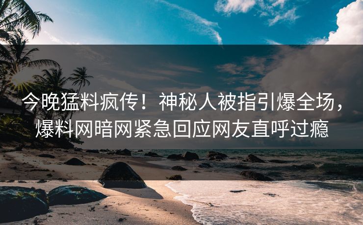 今晚猛料疯传！神秘人被指引爆全场，爆料网暗网紧急回应网友直呼过瘾