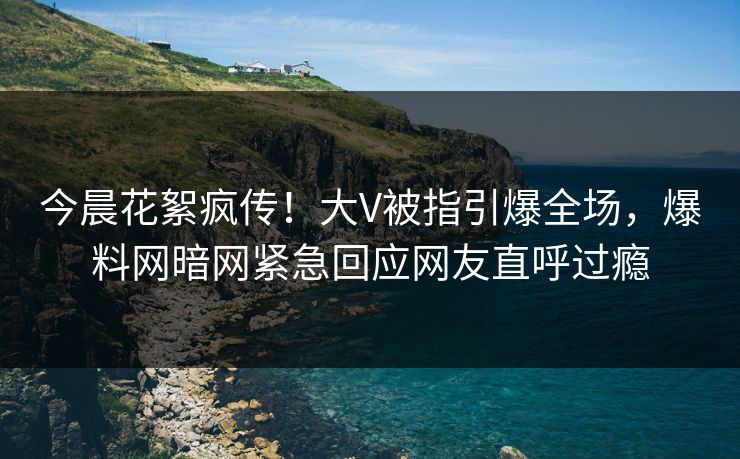 今晨花絮疯传！大V被指引爆全场，爆料网暗网紧急回应网友直呼过瘾