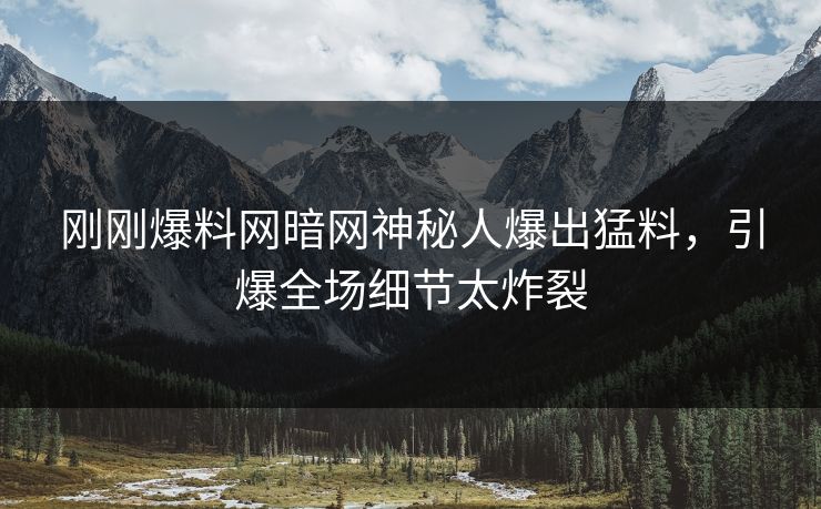刚刚爆料网暗网神秘人爆出猛料，引爆全场细节太炸裂