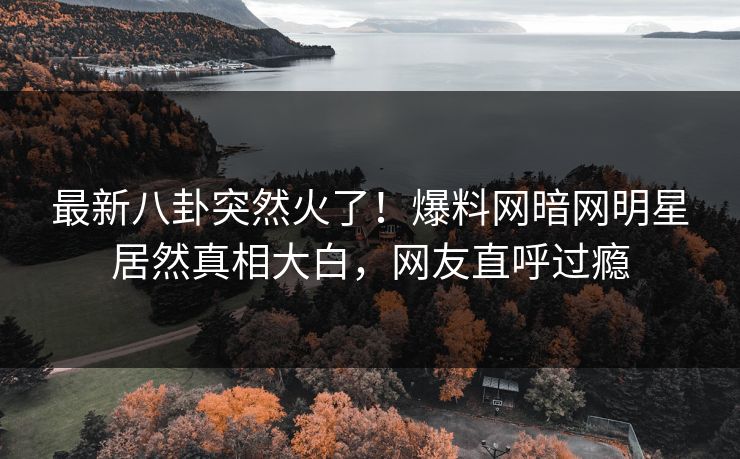 最新八卦突然火了！爆料网暗网明星居然真相大白，网友直呼过瘾