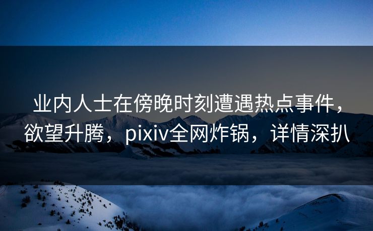 业内人士在傍晚时刻遭遇热点事件，欲望升腾，pixiv全网炸锅，详情深扒