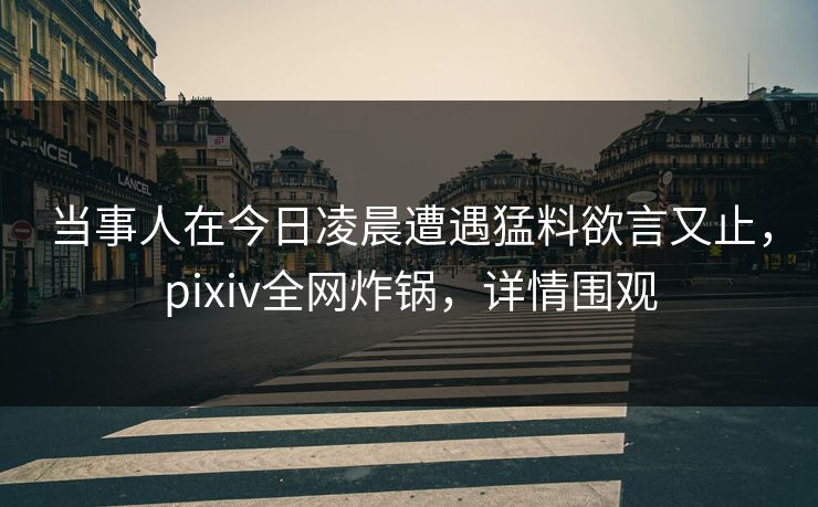 当事人在今日凌晨遭遇猛料欲言又止，pixiv全网炸锅，详情围观