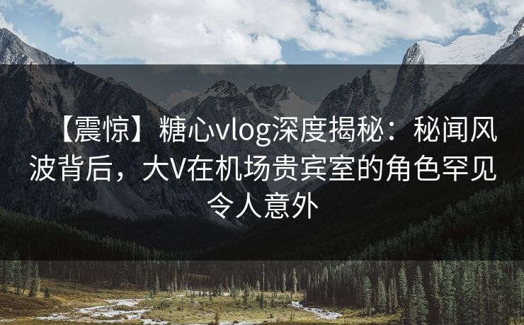 【震惊】糖心vlog深度揭秘：秘闻风波背后，大V在机场贵宾室的角色罕见令人意外