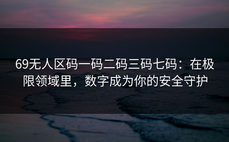 69无人区码一码二码三码七码：在极限领域里，数字成为你的安全守护